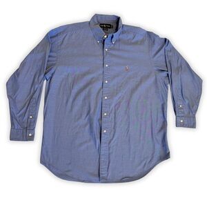Ralph‎ Lauren Yarmouth 100% Cotton Blue Button Down Dress Shirt Size 17 ½-35